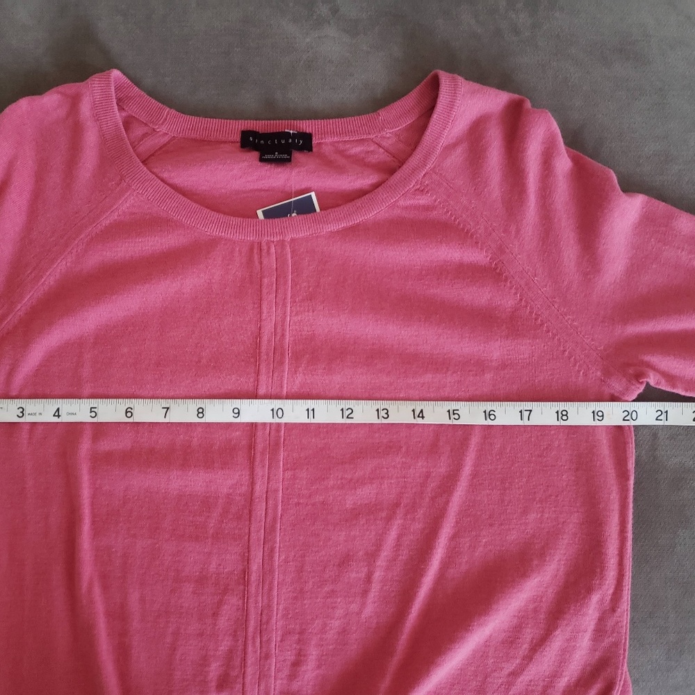 Sanctuary Coral Cotton Blend Long-Sleeve Pullover Tie-Front Sweater - Size Small - Picture 7 of 8